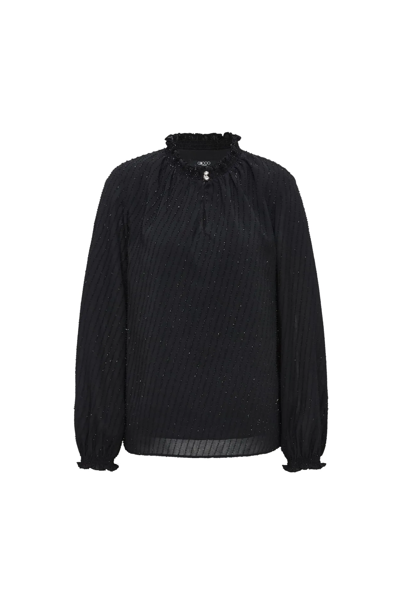 Swiss Dot Stand collar blouse