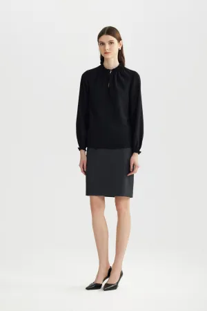 Swiss Dot Stand collar blouse