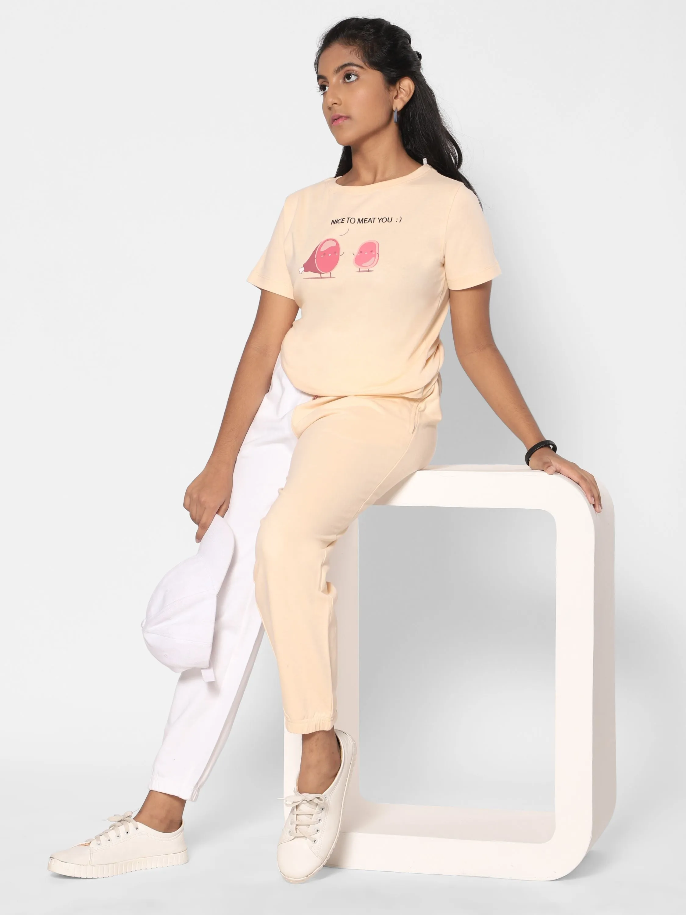 Track pants -half pattern- Peach