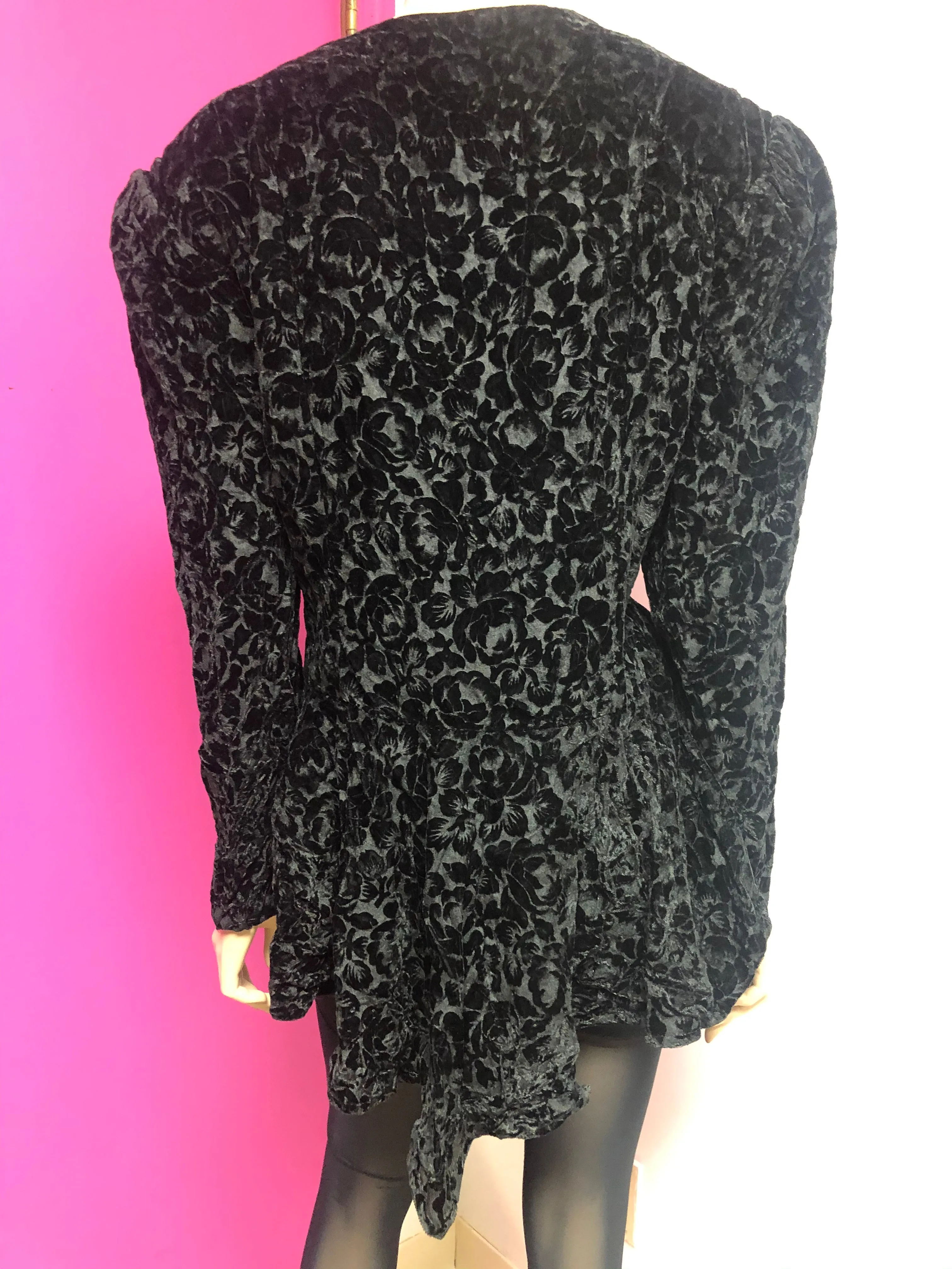Vintage "Black Rose" Velour Peplum Blazer Size 3X
