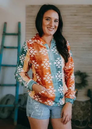 Warm Tones Aztec Fleece Zip Hoodie