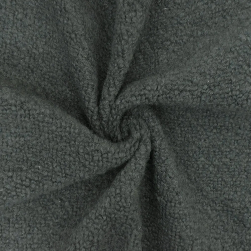 Weathered Gray Solid Wool Polyester Berber Fleece Knit Fabric