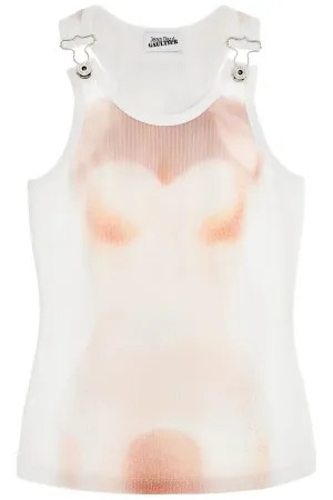 White Cotton Top With Leather Print Le Classique