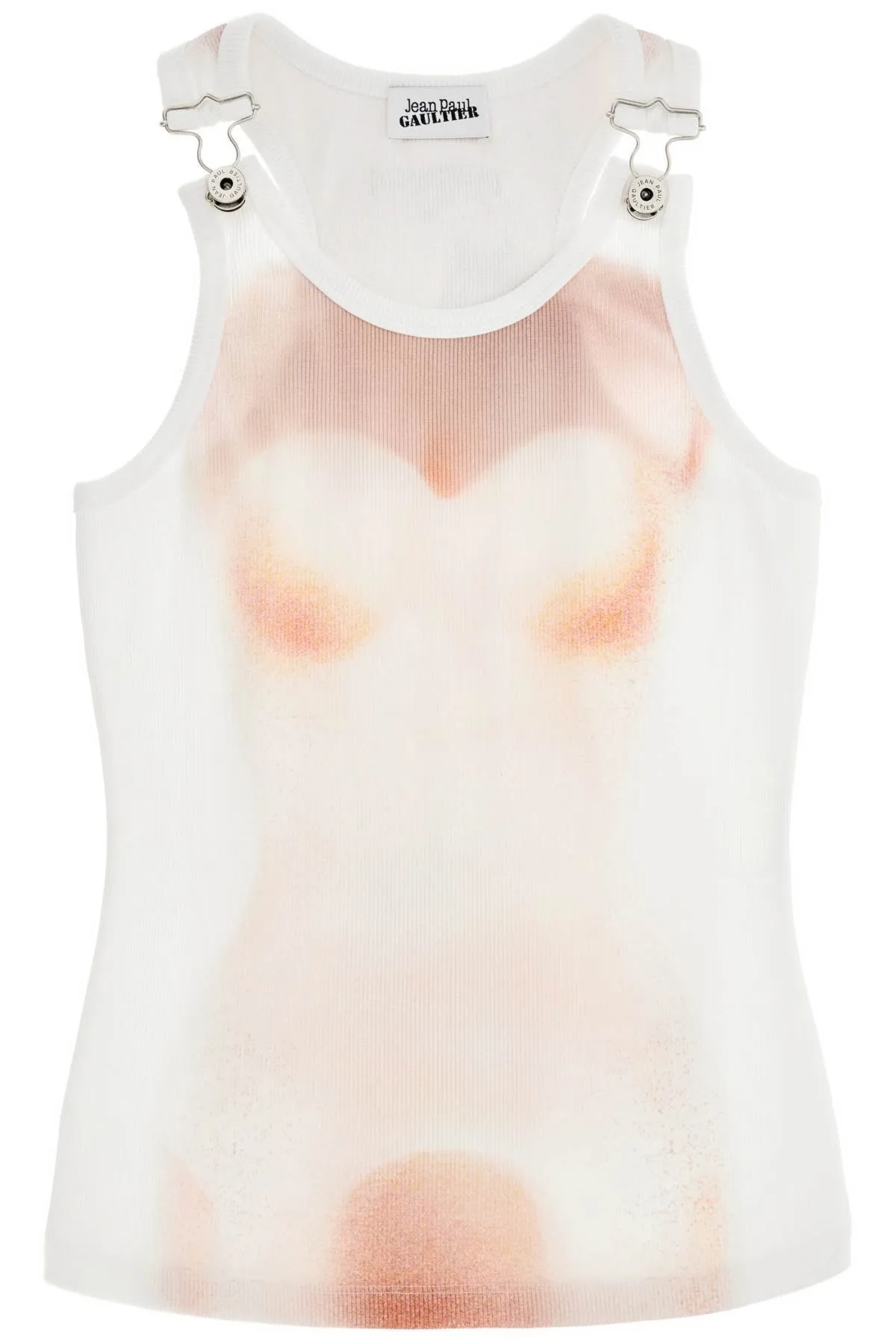 White Cotton Top With Leather Print Le Classique