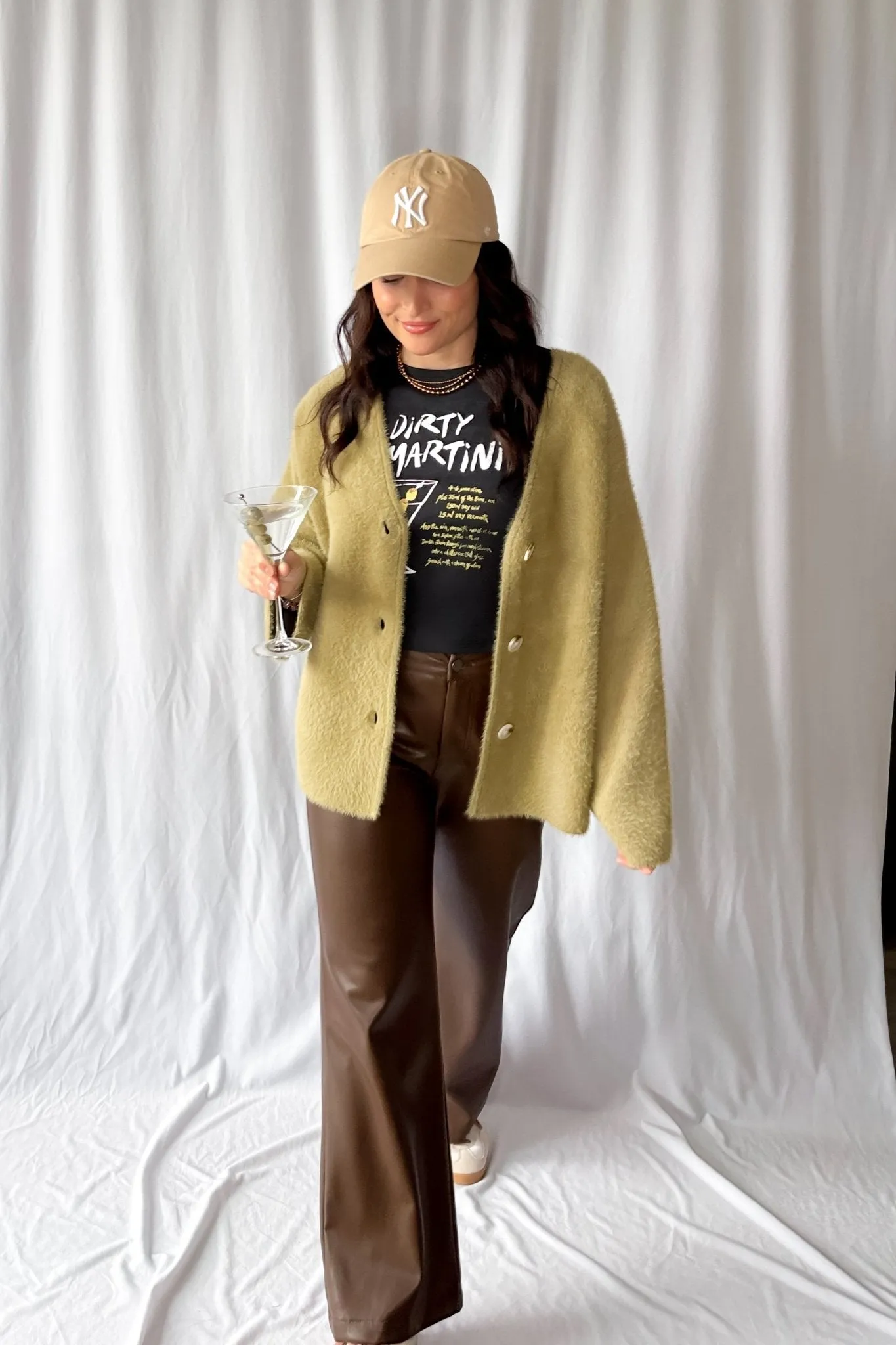 Women's Enchanted Olive Fuzzy Cardigan Coat | Green