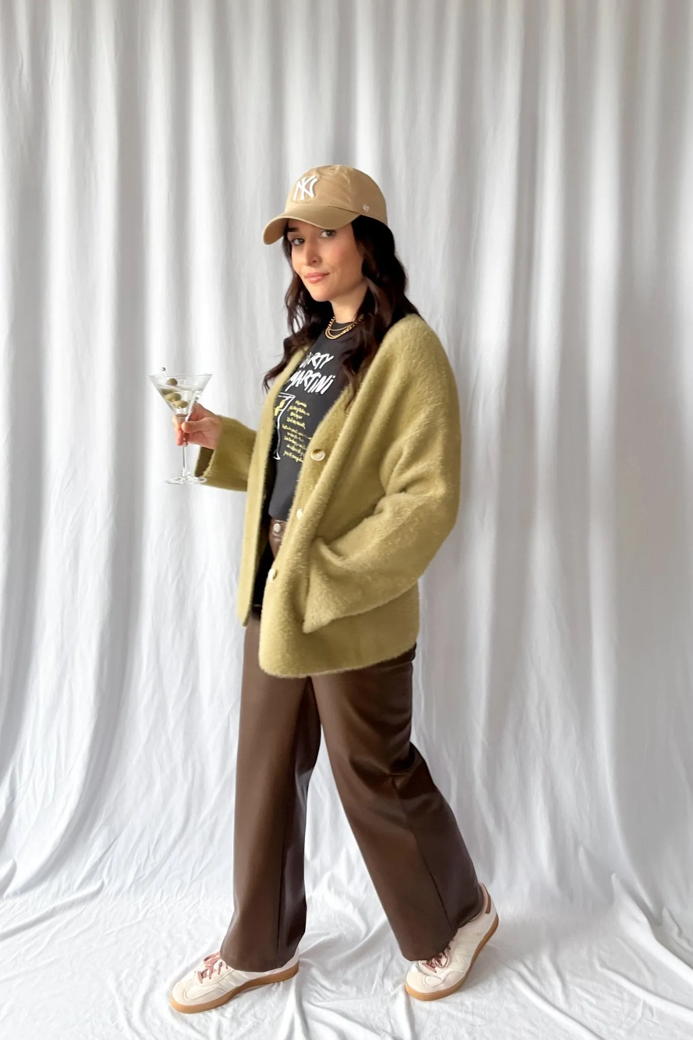 Women's Enchanted Olive Fuzzy Cardigan Coat | Green