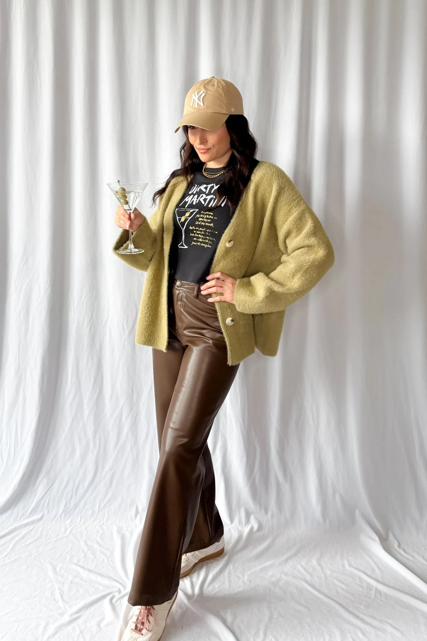 Women's Enchanted Olive Fuzzy Cardigan Coat | Green