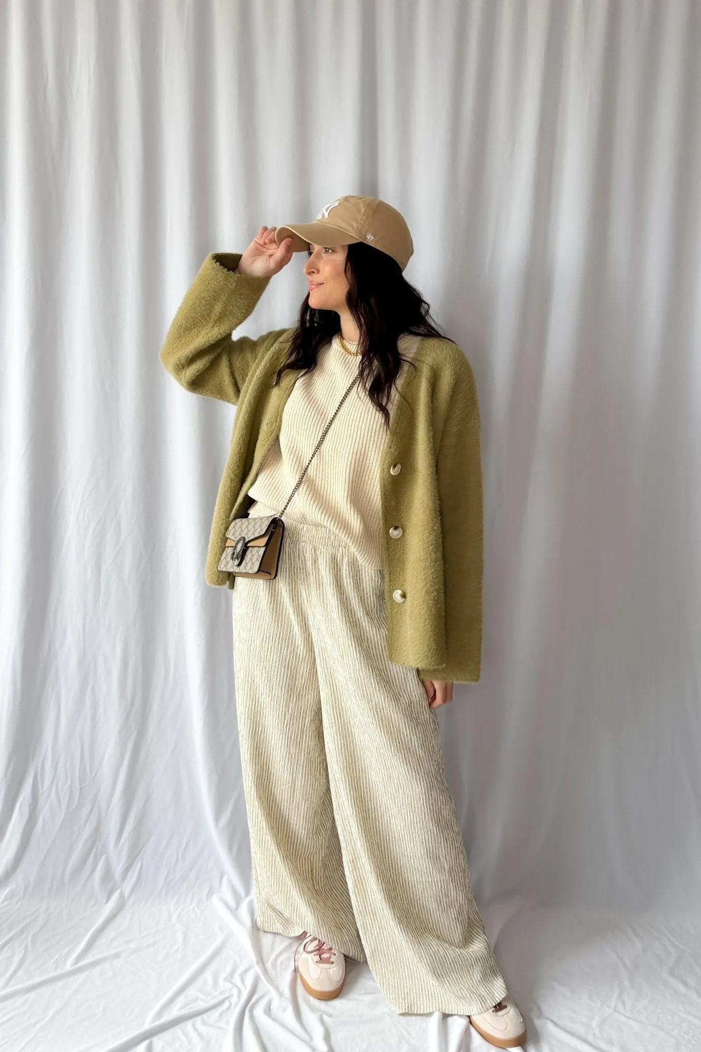 Women's Enchanted Olive Fuzzy Cardigan Coat | Green