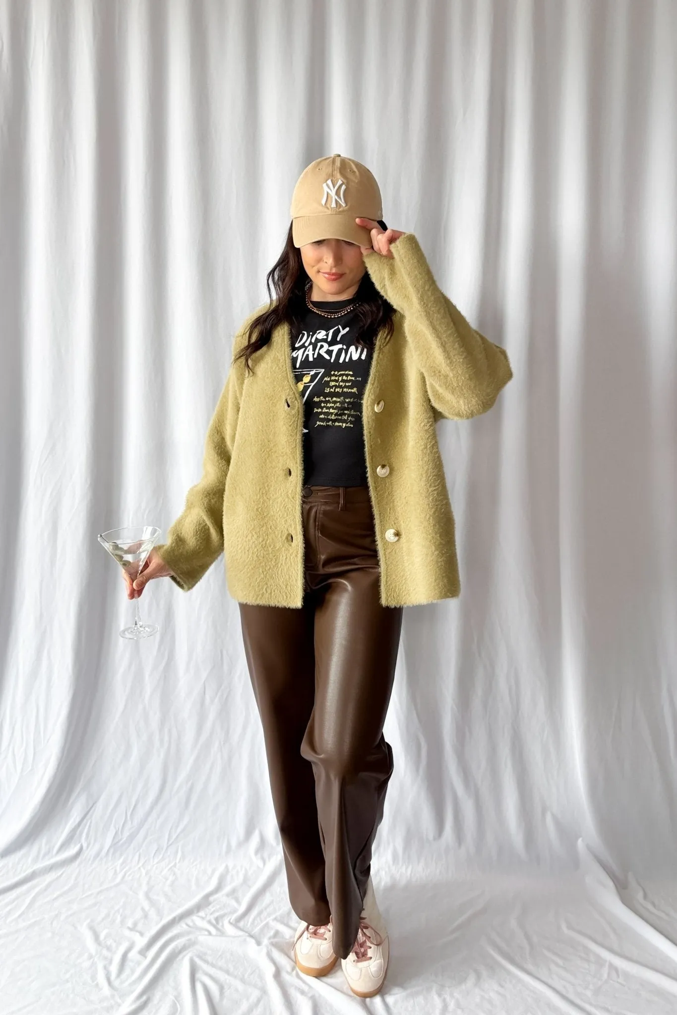 Women's Enchanted Olive Fuzzy Cardigan Coat | Green