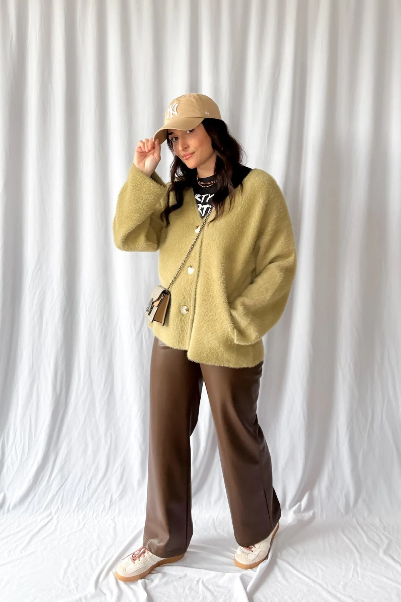 Women's Enchanted Olive Fuzzy Cardigan Coat | Green