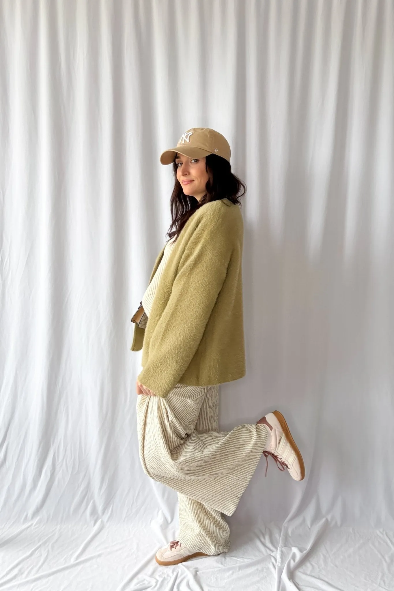 Women's Enchanted Olive Fuzzy Cardigan Coat | Green