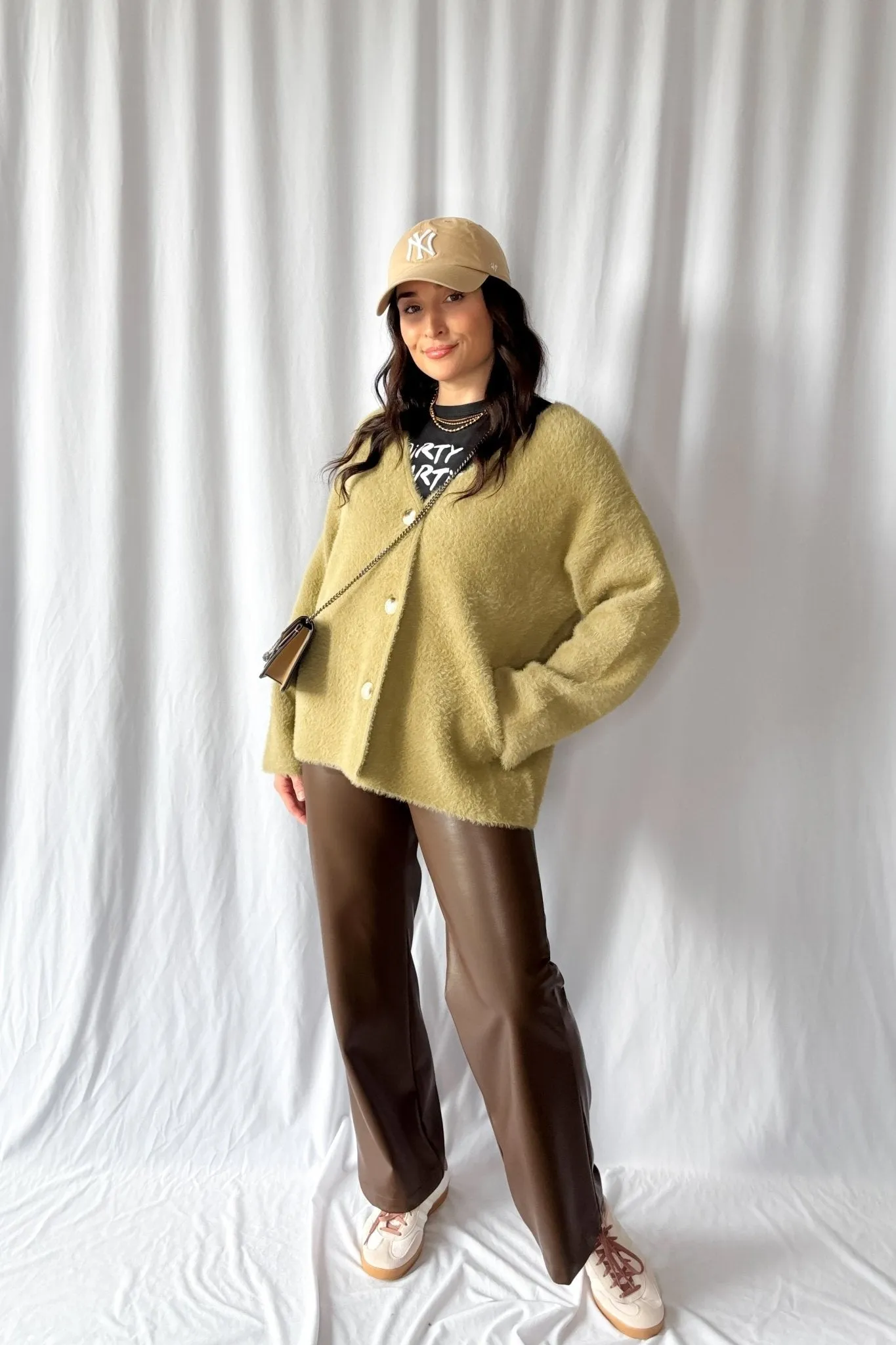 Women's Enchanted Olive Fuzzy Cardigan Coat | Green