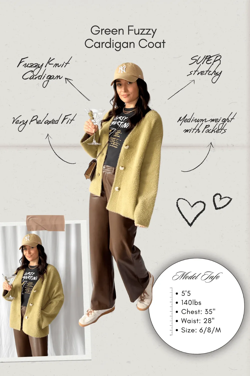 Women's Enchanted Olive Fuzzy Cardigan Coat | Green