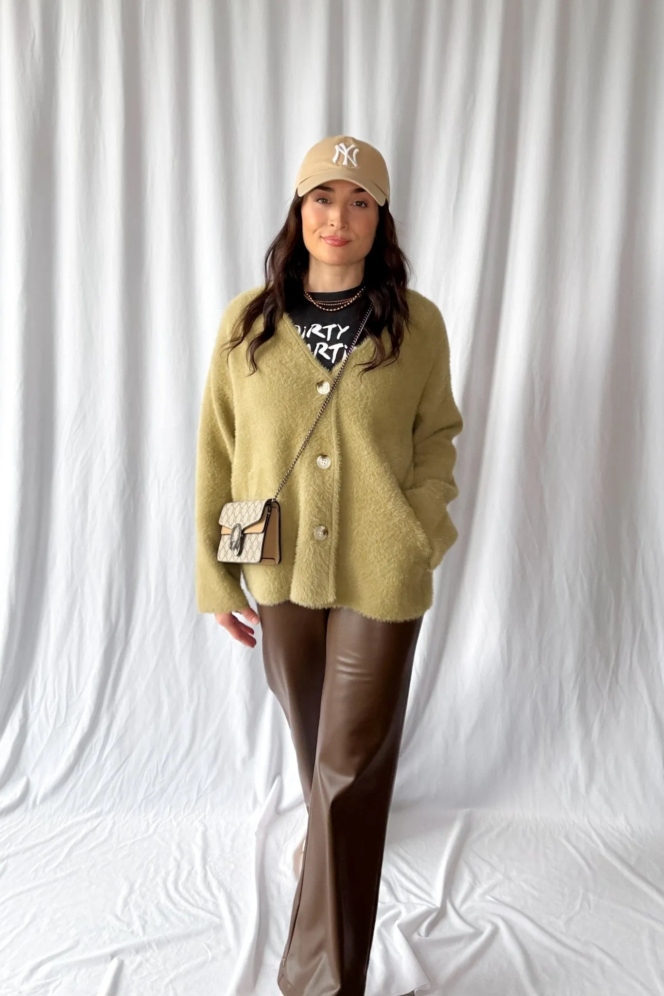 Women's Enchanted Olive Fuzzy Cardigan Coat | Green