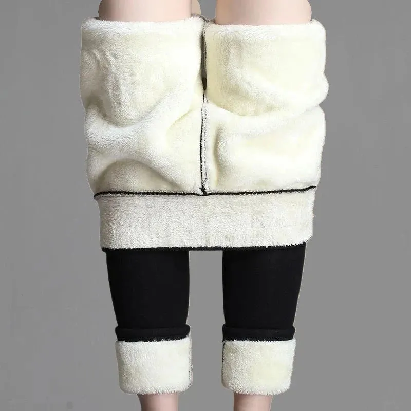 Women's High Waist Velvet Stretch Leggings - Warm and Thick Casual Winter Wear