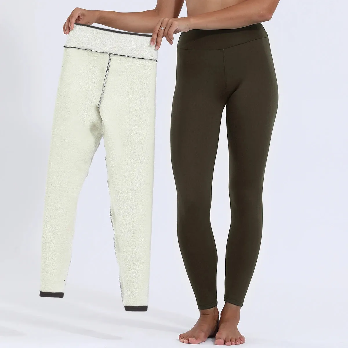 Women's High Waist Velvet Stretch Leggings - Warm and Thick Casual Winter Wear